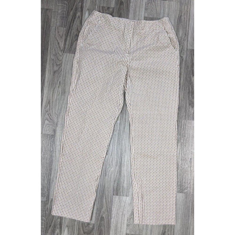 Talbots Womens Size‎ 4 Petite Pockets Stretch Polka Dot Tan Black Pink Pants